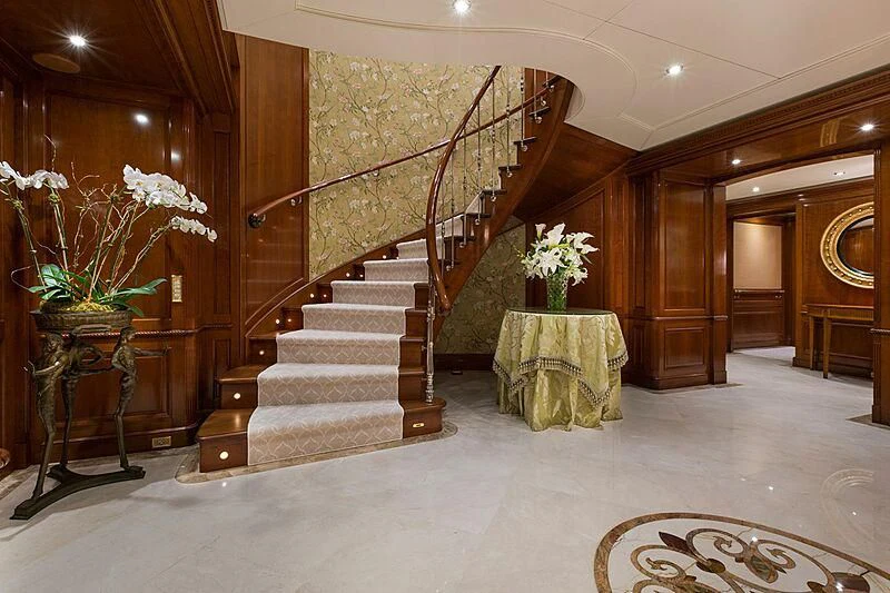 a staircase in a house aboard KATHARINE Yacht for Sale