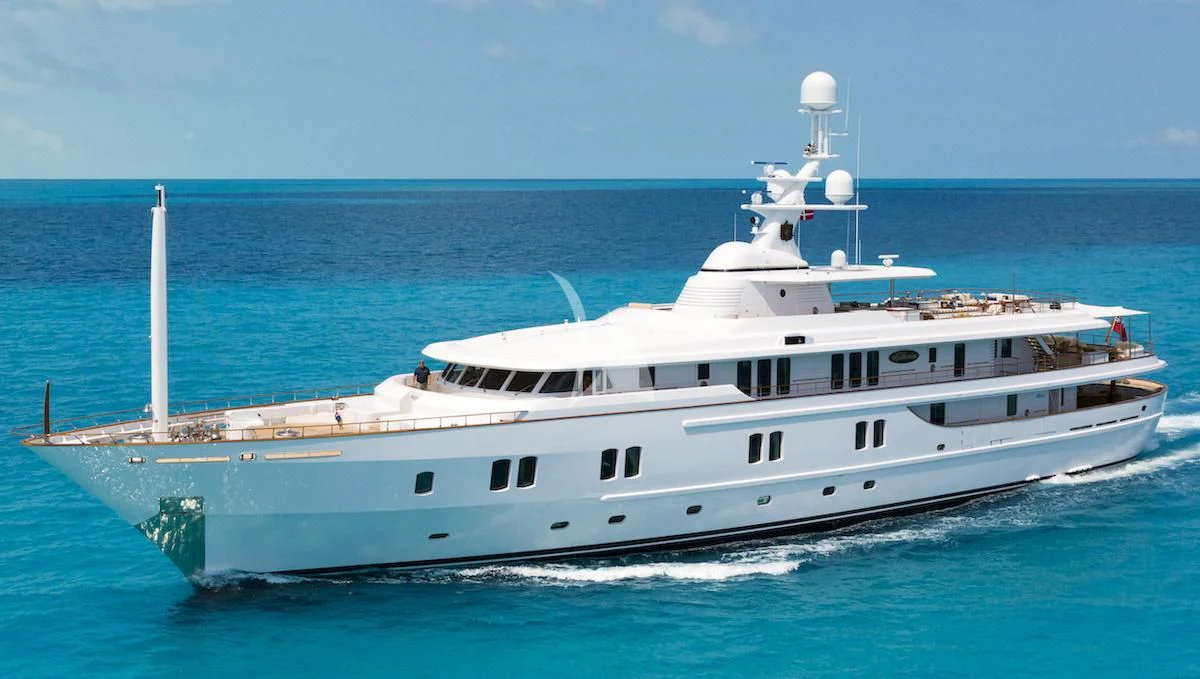 a large white boat aboard KATHARINE Yacht for Sale