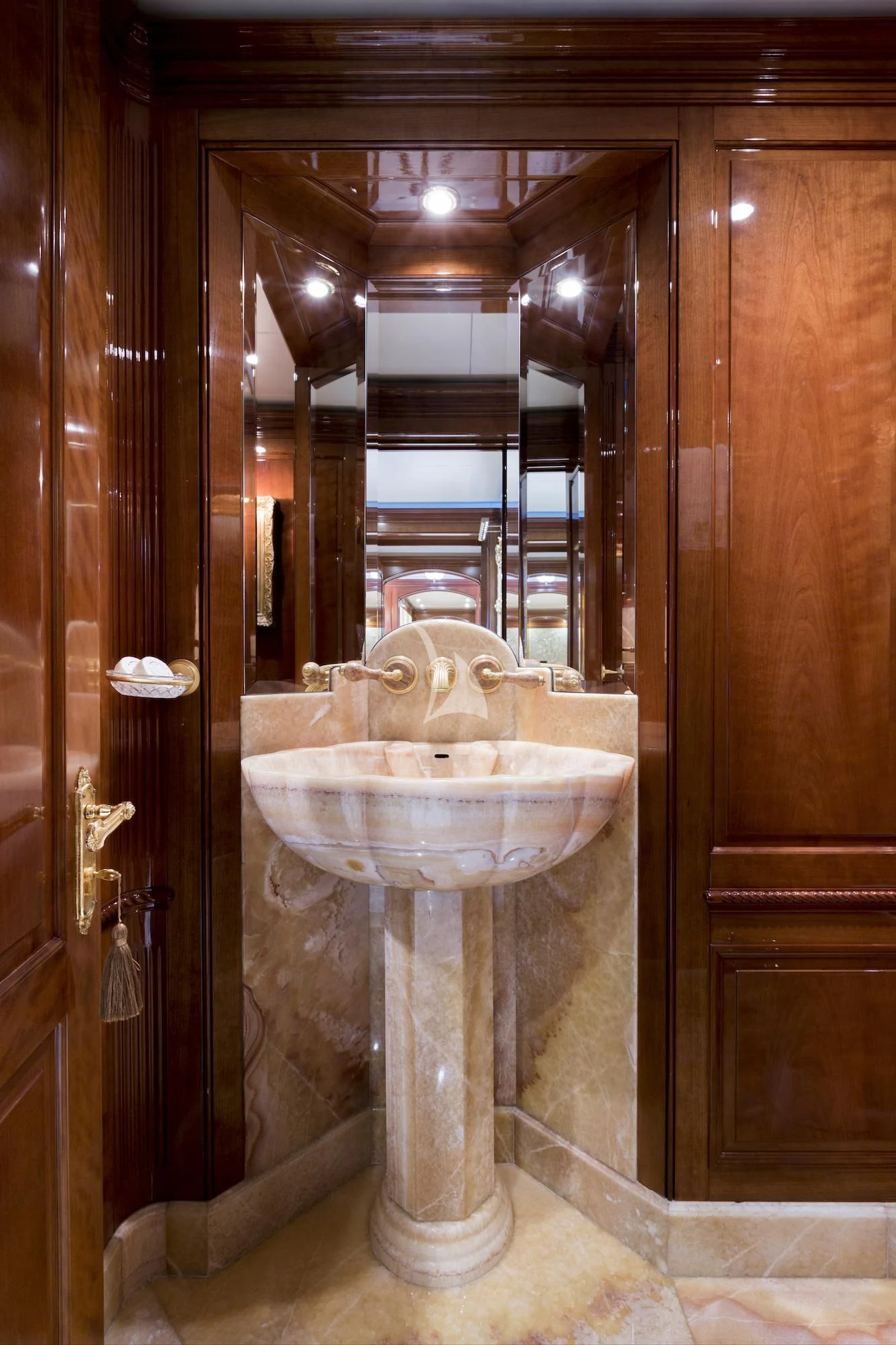a fancy bathroom with a large sink aboard KATHARINE Yacht for Sale