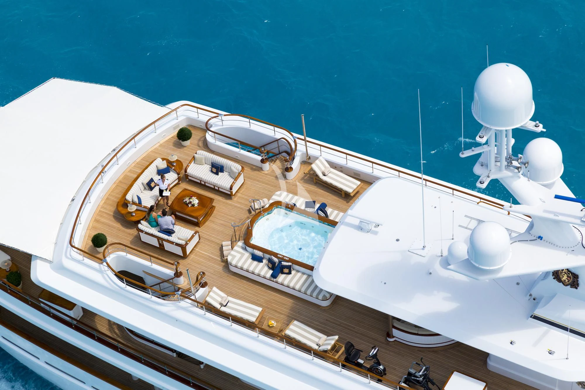 a satellite dish on a ship aboard KATHARINE Yacht for Sale