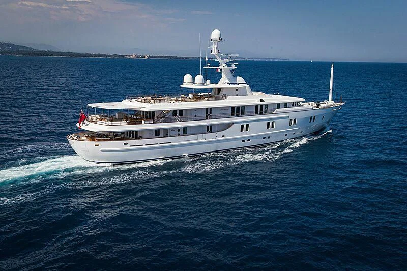 a large white boat in the water aboard KATHARINE Yacht for Sale