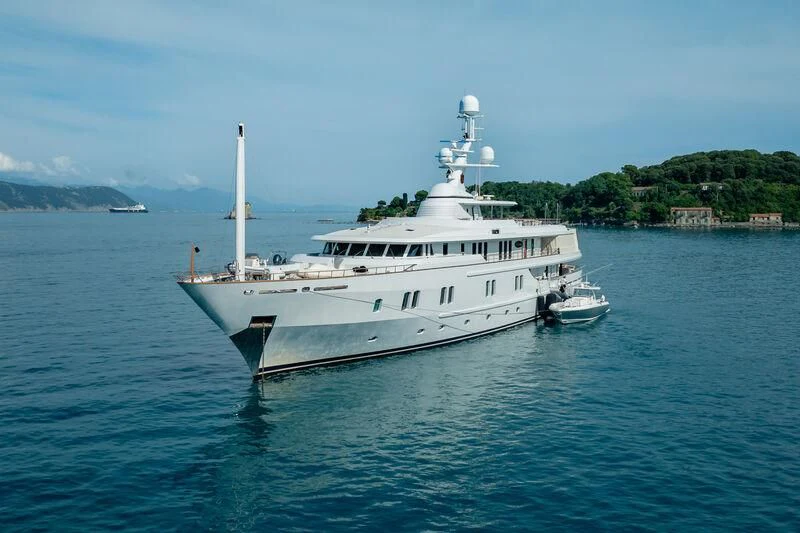 a large white boat in the water aboard KATHARINE Yacht for Sale