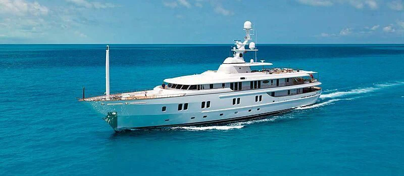 a large white boat on the water aboard KATHARINE Yacht for Sale