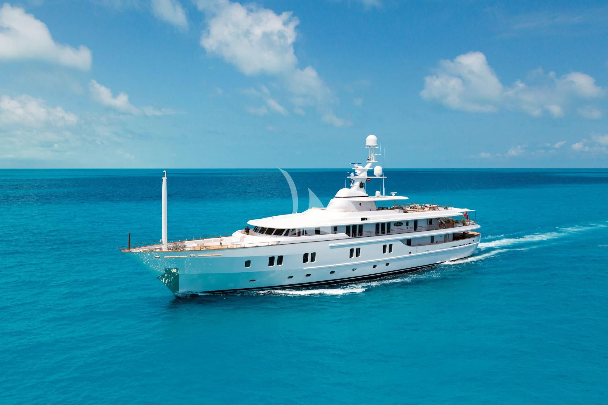 a white boat in the water aboard KATHARINE Yacht for Sale