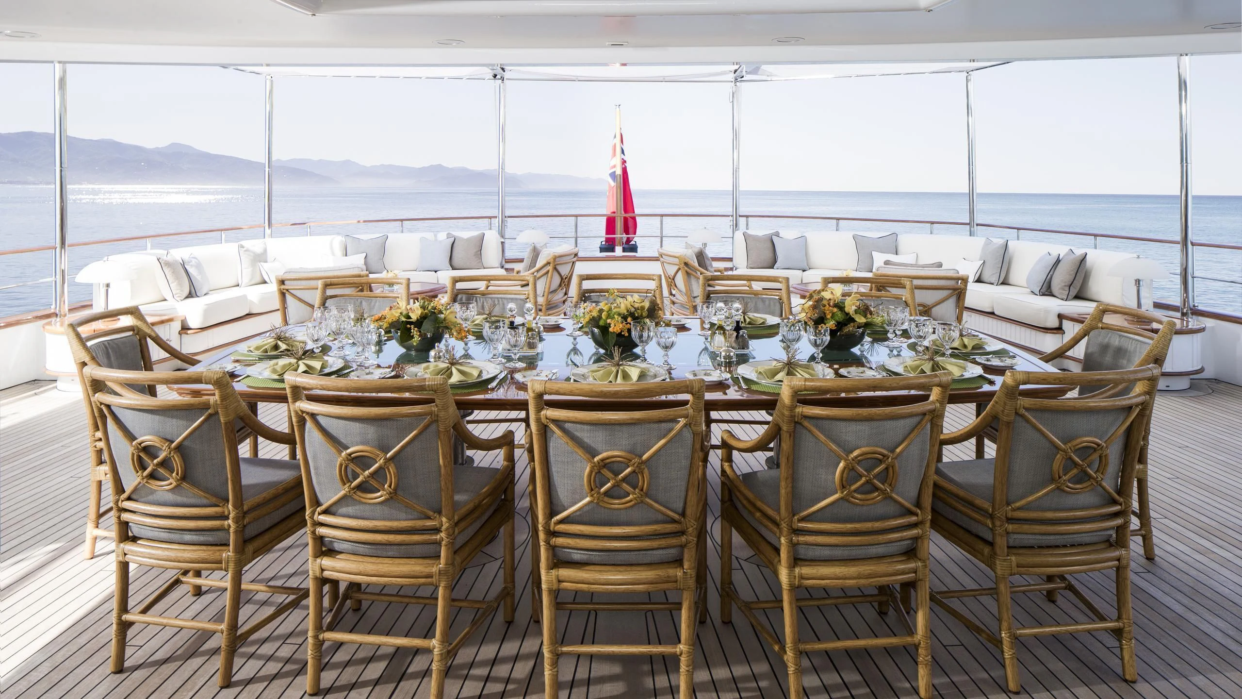 a table set for a wedding aboard KATHARINE Yacht for Sale