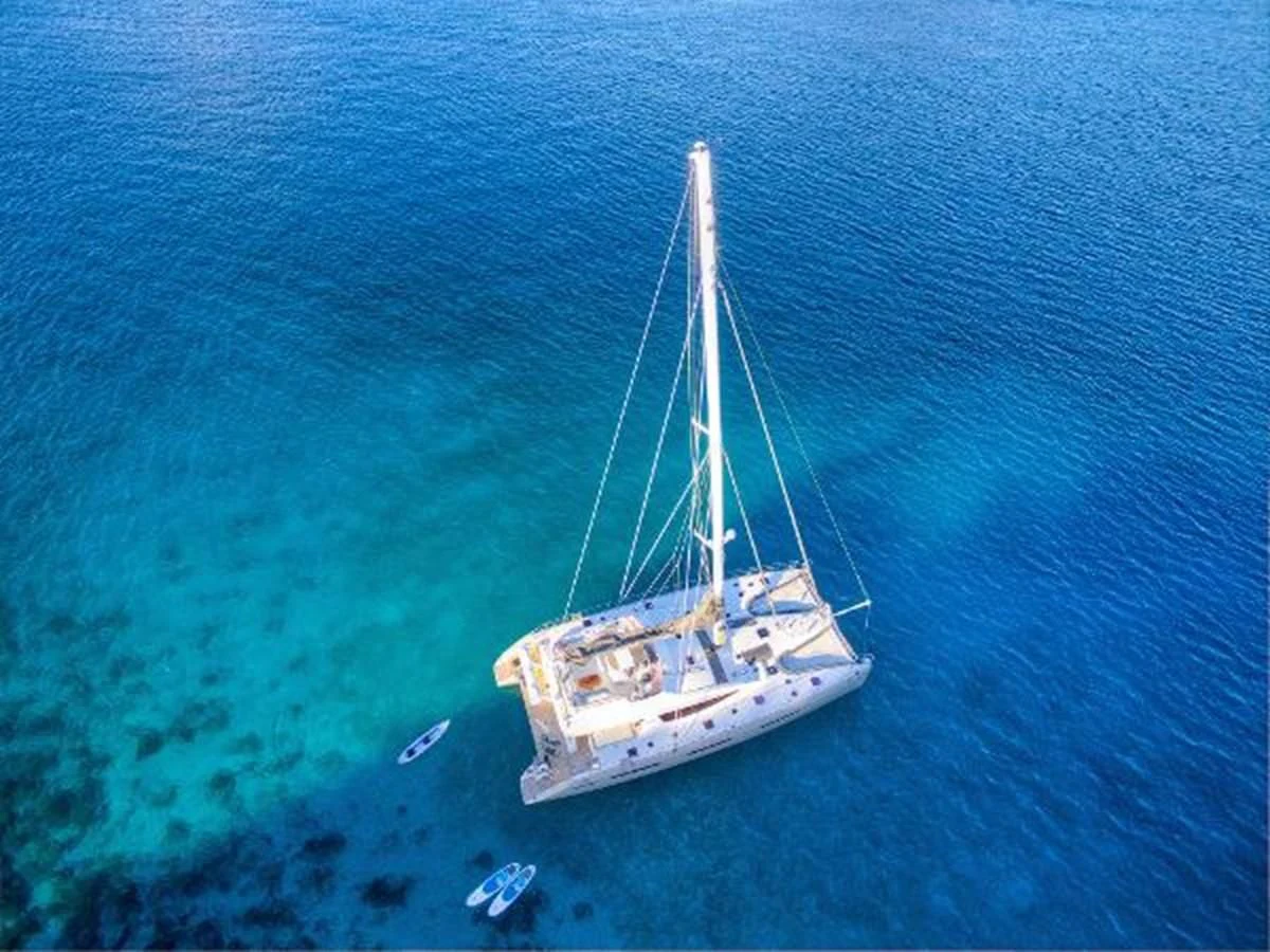 a sailboat in the water aboard 74' PRIVILEGE 2010 Yacht for Sale