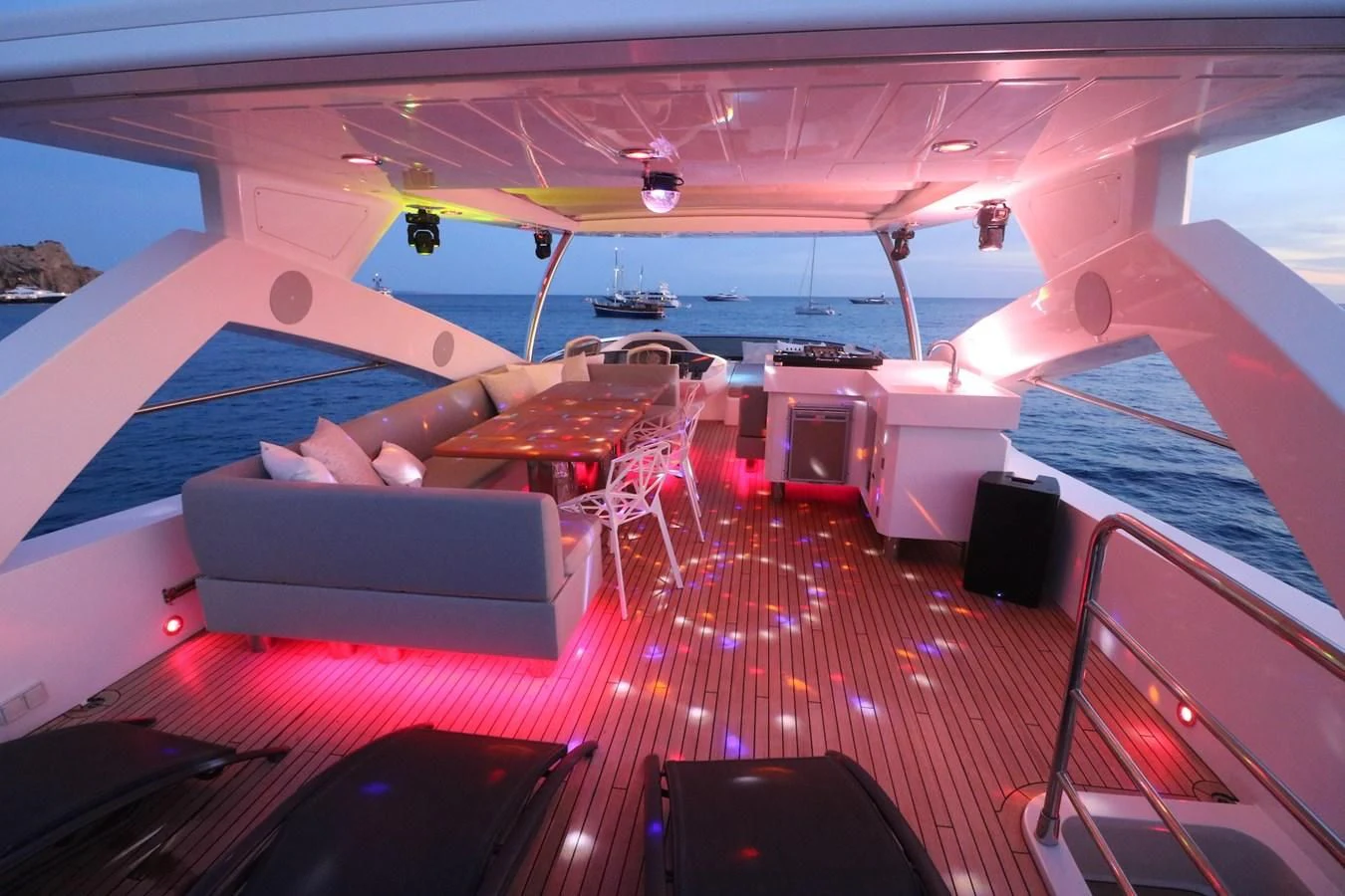inside of a tent aboard LI-JOR Yacht for Sale