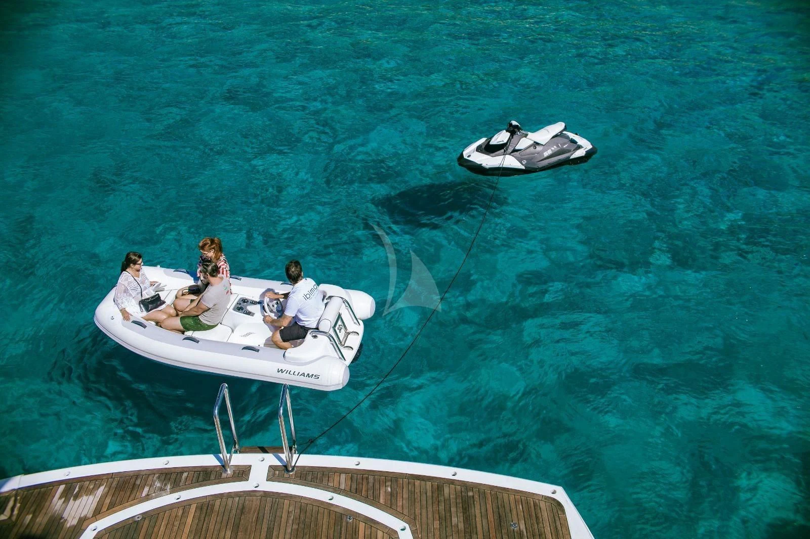 a group of people on a boat aboard LI-JOR Yacht for Sale