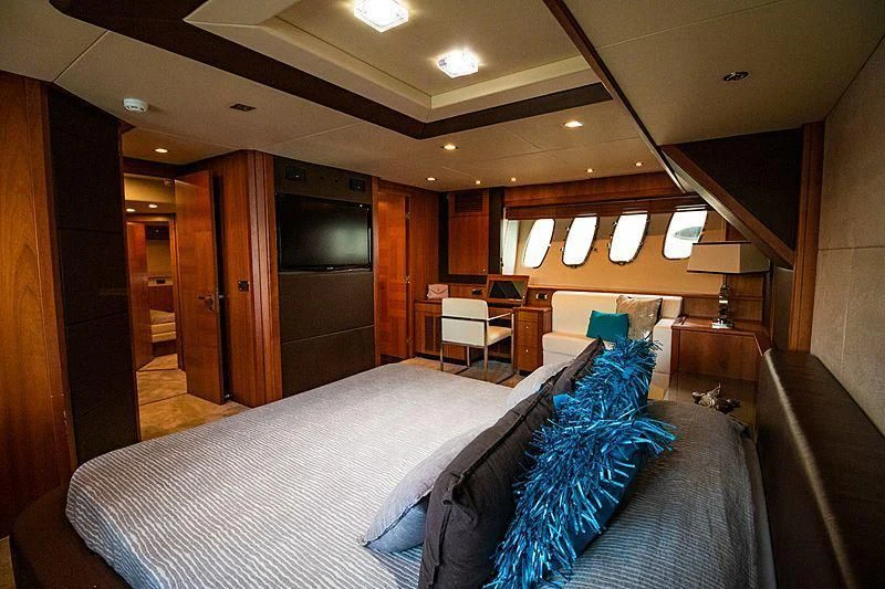 a bed in a room aboard LI-JOR Yacht for Sale