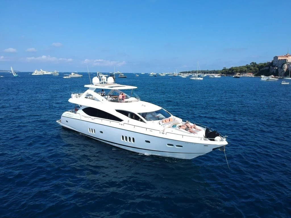 a white yacht in the water aboard LI-JOR Yacht for Sale