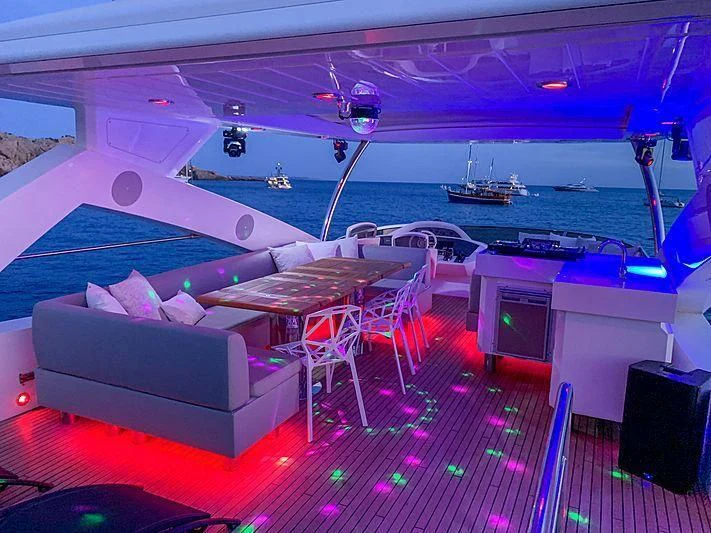 a boat on a deck aboard LI-JOR Yacht for Sale