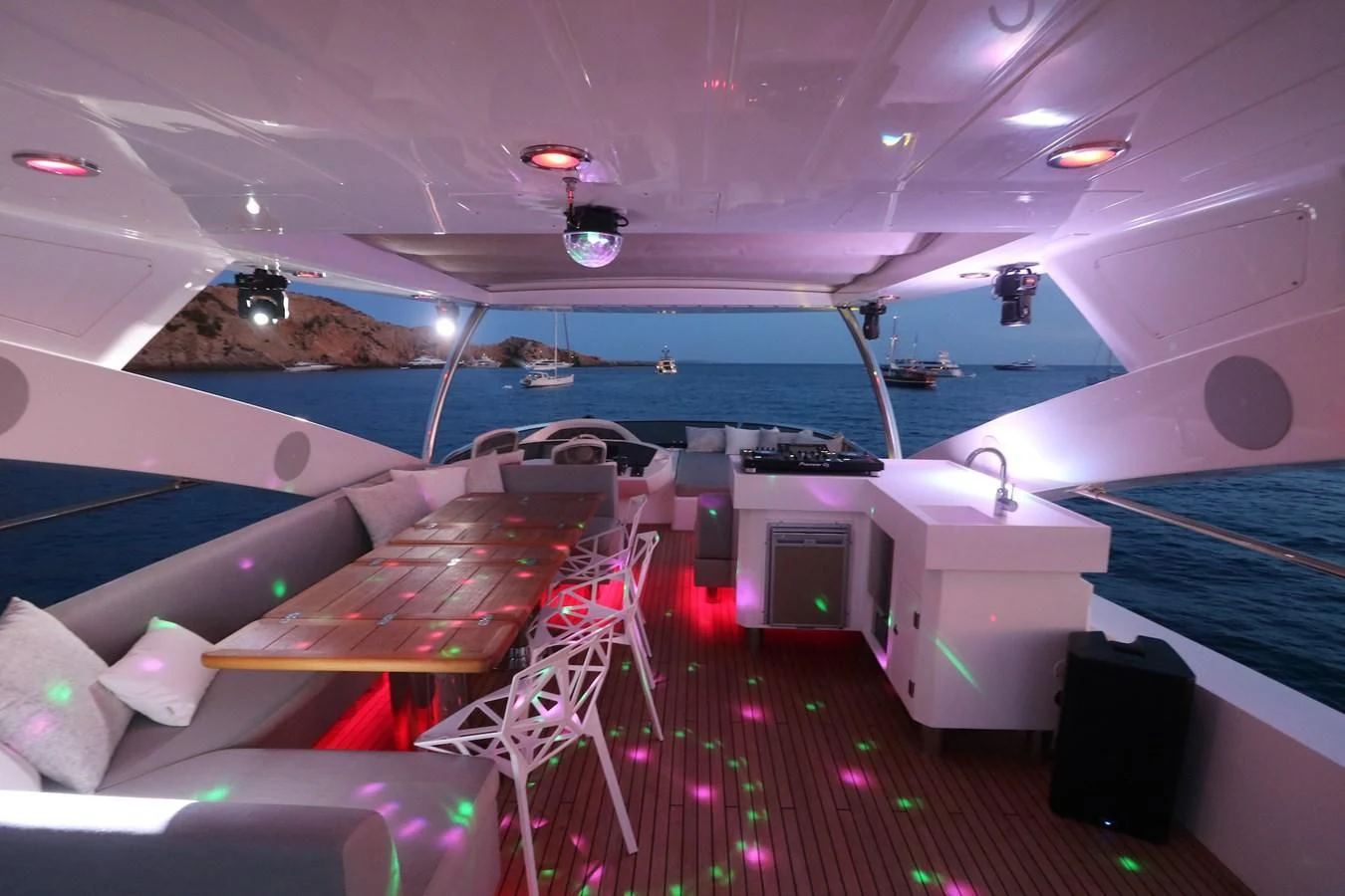 a boat on a deck aboard LI-JOR Yacht for Sale