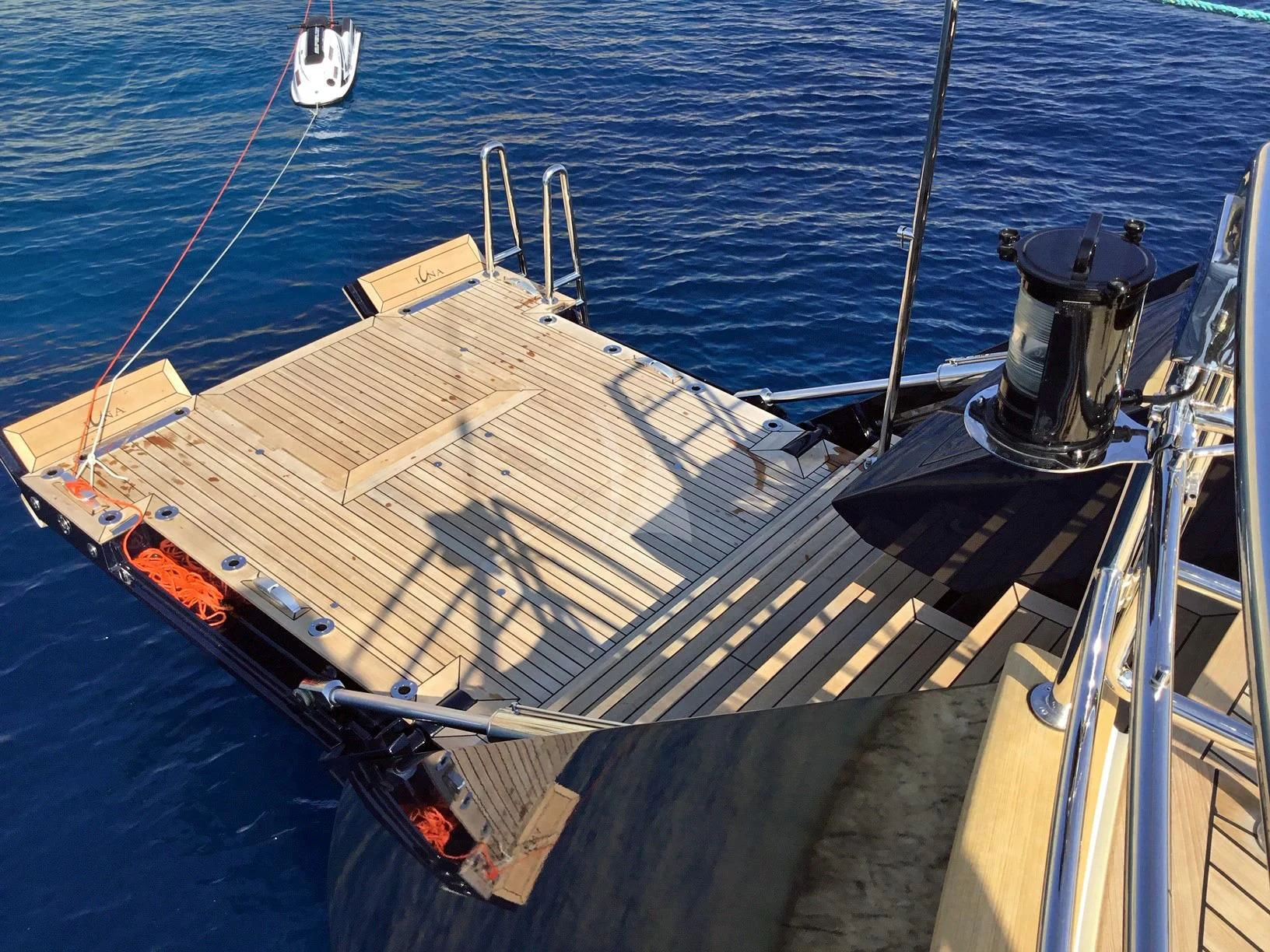 a large ship in the water aboard LA LUNA Yacht for Sale