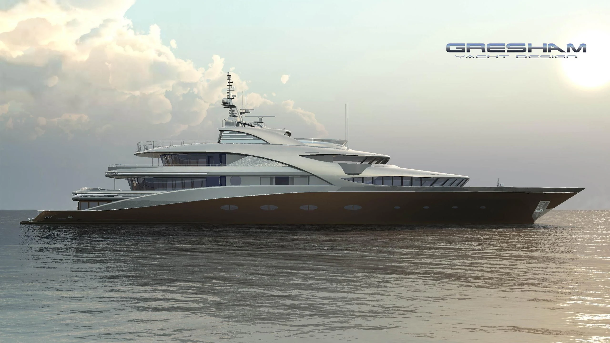 a large ship in the water aboard VICTORIA Yacht for Sale