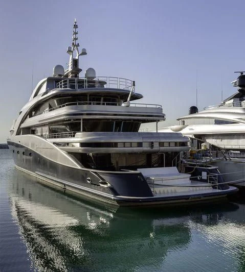 a large white boat aboard VICTORIA Yacht for Sale