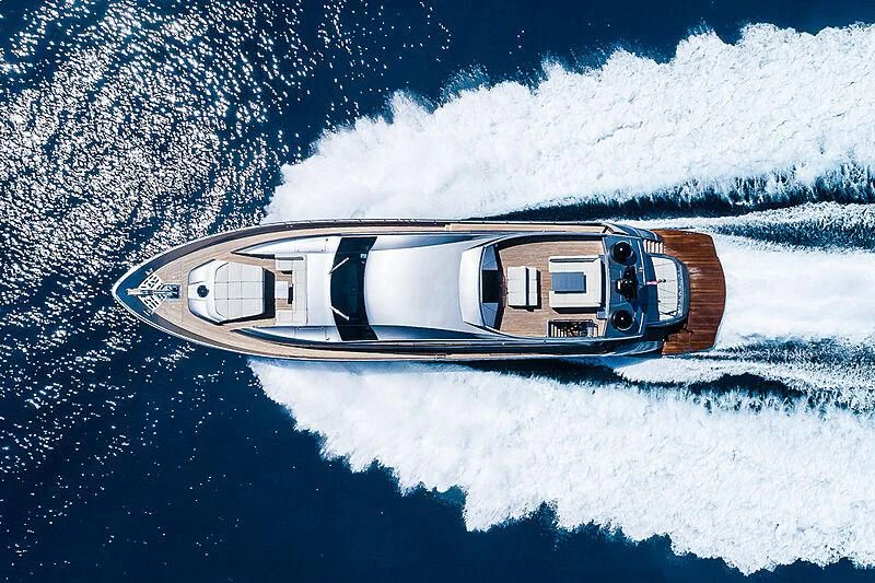 a high angle view of a car on a snowy mountain aboard KIKI V Yacht for Sale