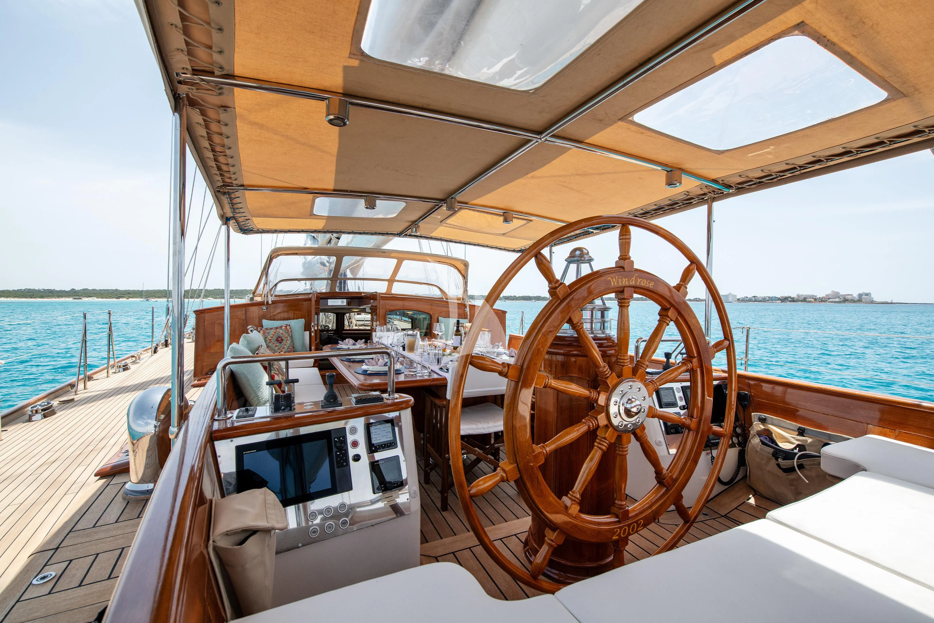 a boat with a steering wheel aboard WINDROSE OF AMSTERDAM Yacht for Sale