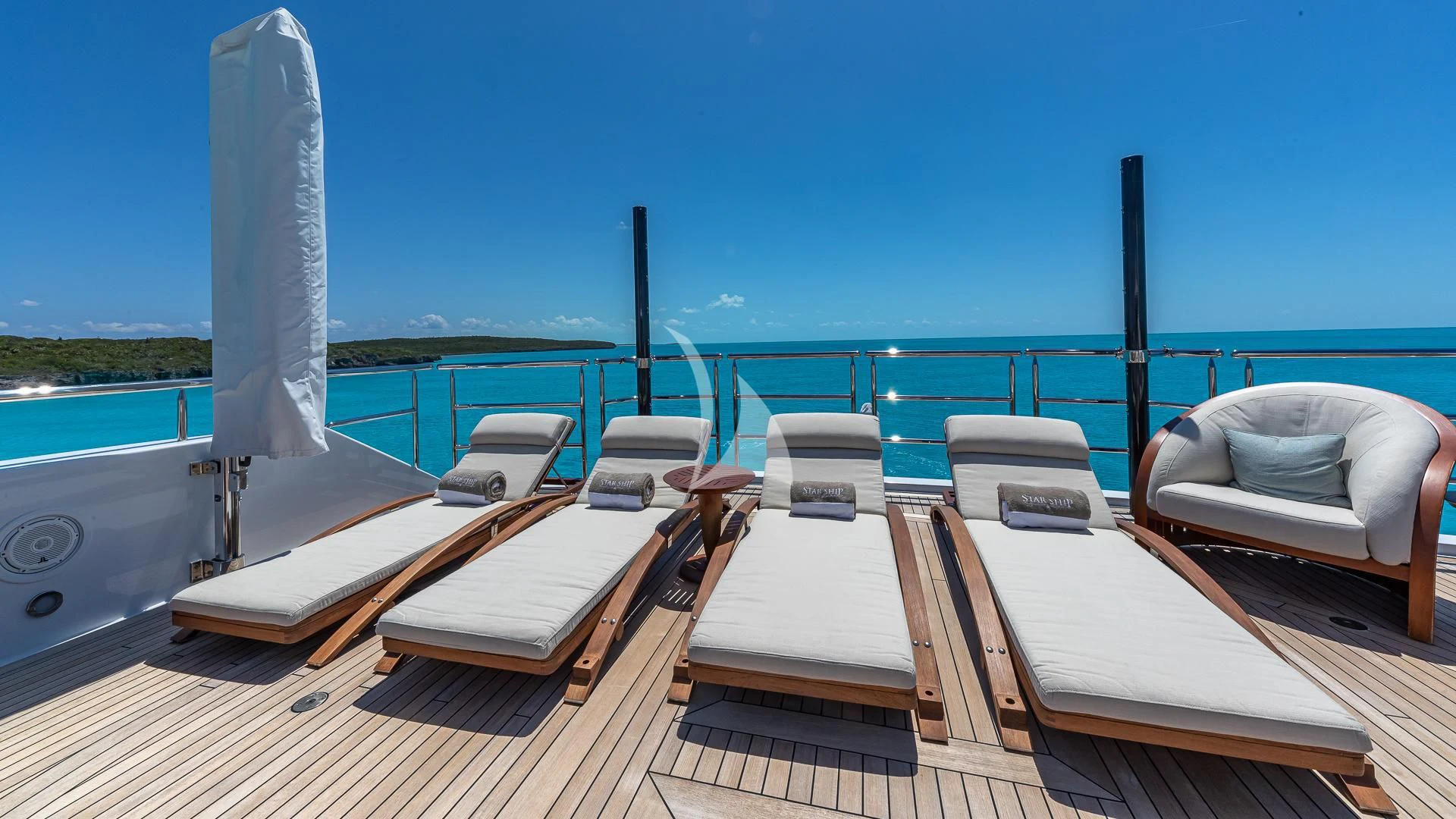 a boat on the water aboard STARSHIP Yacht for Charter