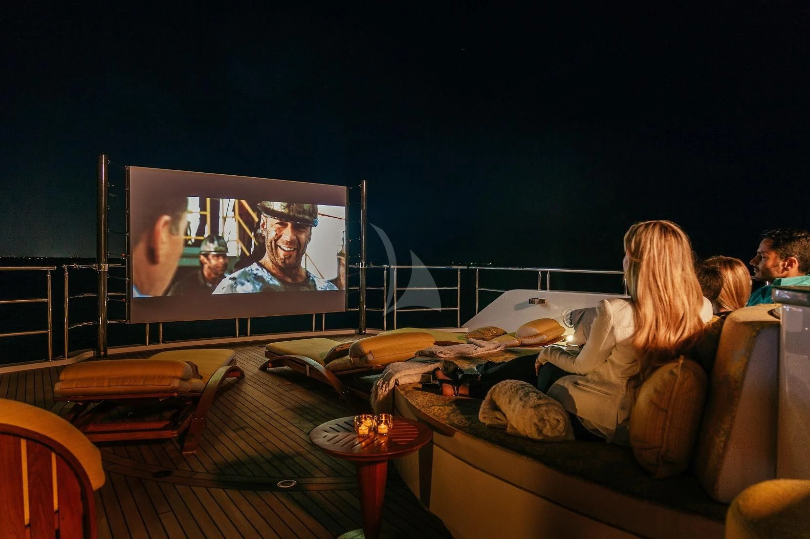 a television screen on a wall aboard STARSHIP Yacht for Charter