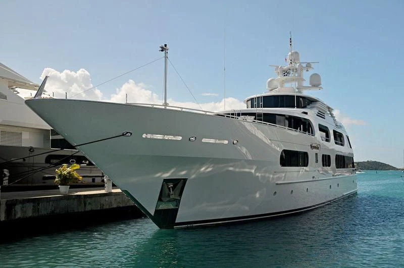 a large white boat aboard STARSHIP Yacht for Charter