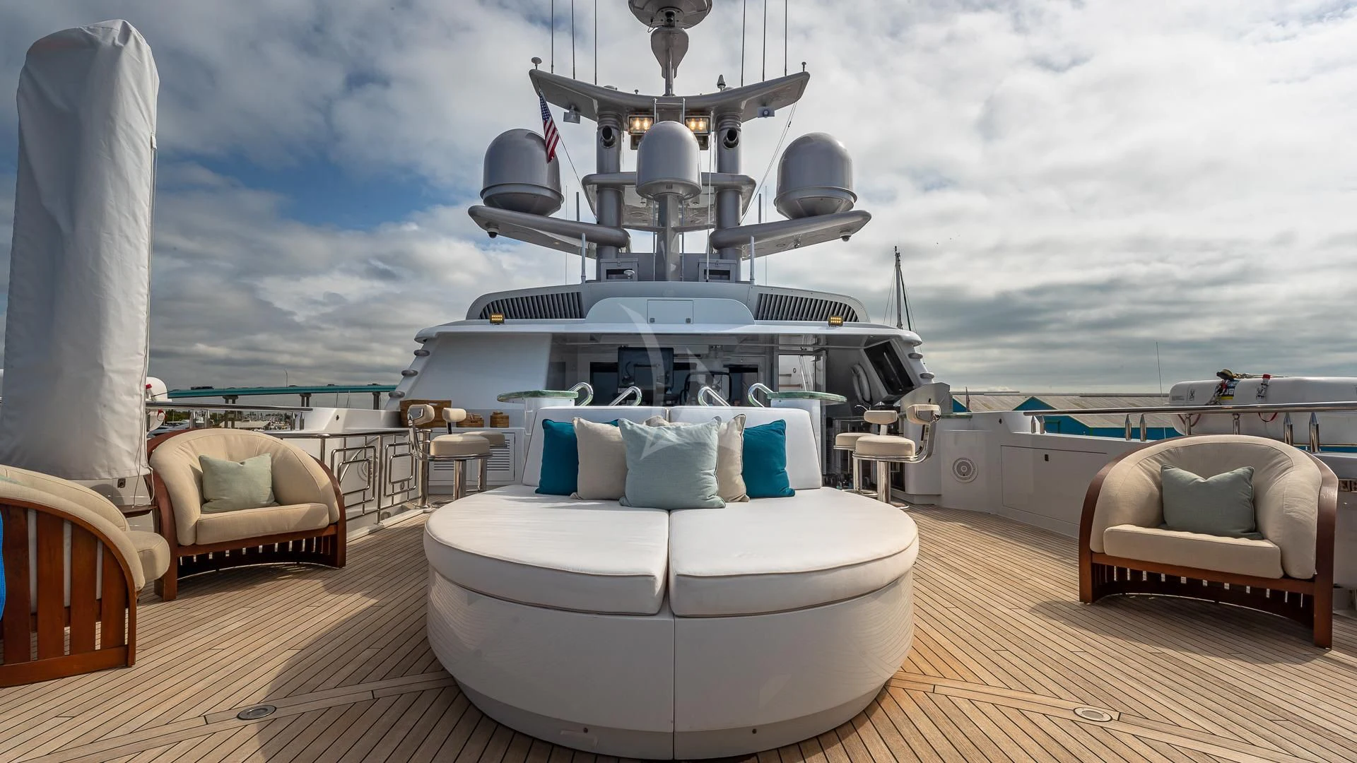 a boat on a deck aboard STARSHIP Yacht for Charter