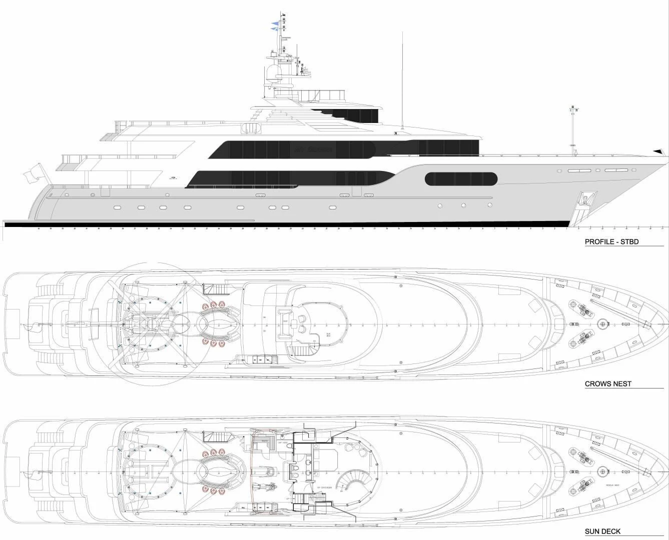 diagram, engineering drawing aboard STARSHIP Yacht for Charter
