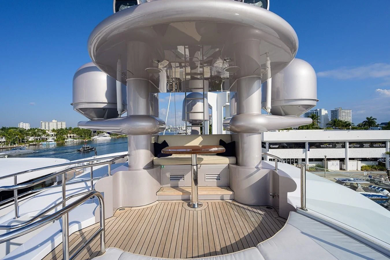 a large white building with a dome aboard STARSHIP Yacht for Charter