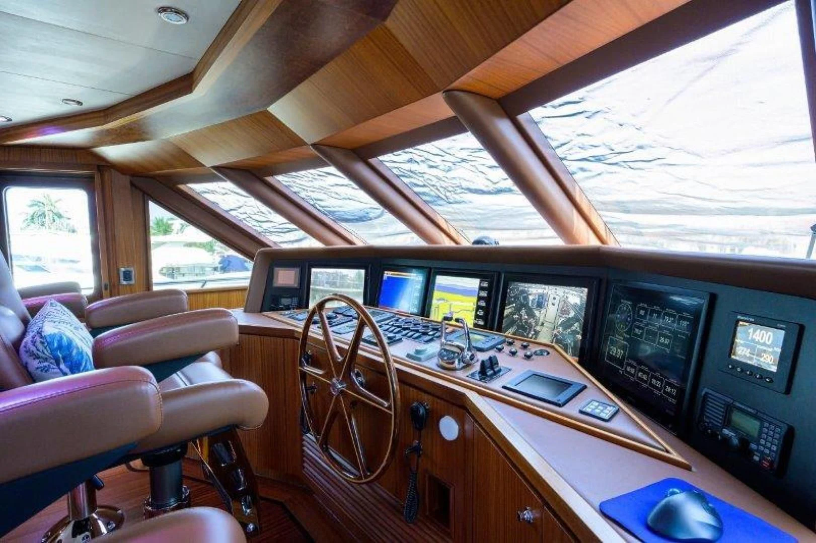 a room with a desk and a computer aboard SOUNDINGS Yacht for Sale