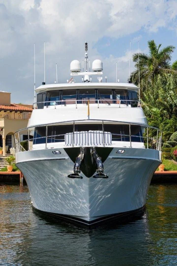 a large boat in the water aboard SOUNDINGS Yacht for Sale