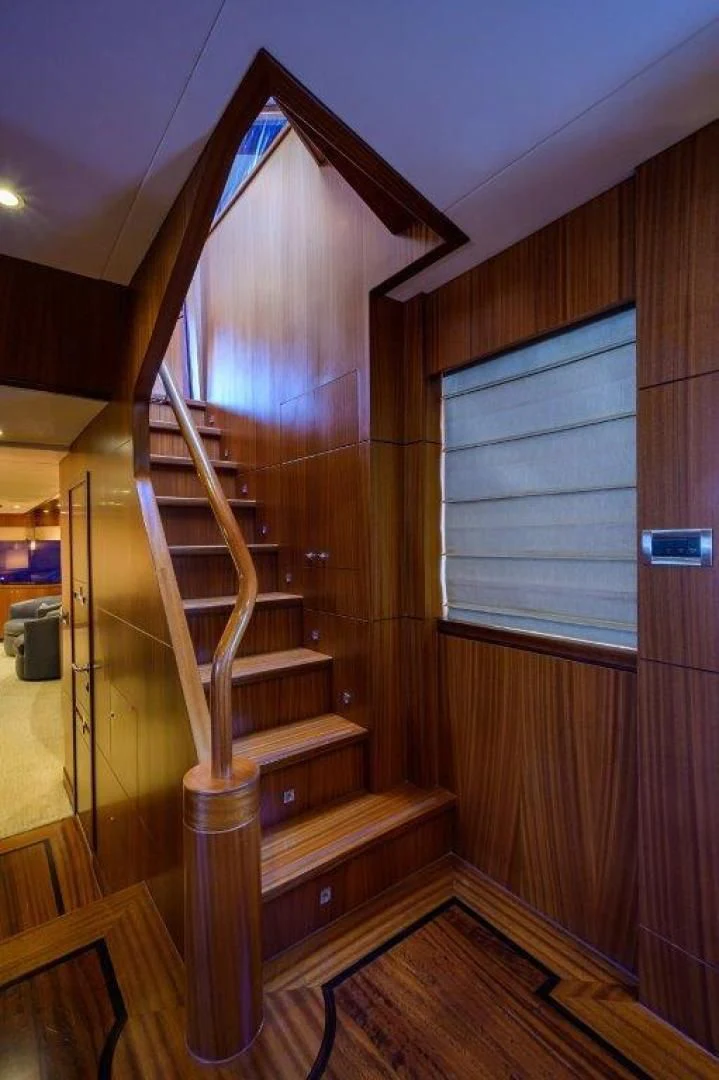 a ladder in a room aboard SOUNDINGS Yacht for Sale
