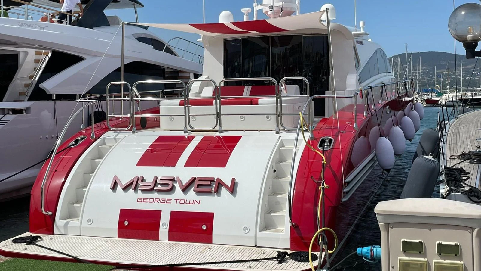 a boat on a trailer aboard MYSVEN Yacht for Sale