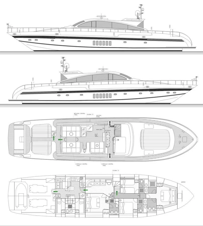 diagram, engineering drawing aboard MYSVEN Yacht for Sale