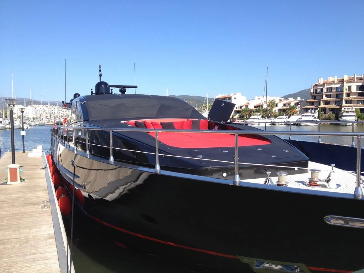 a boat docked at a pier aboard MYSVEN Yacht for Sale