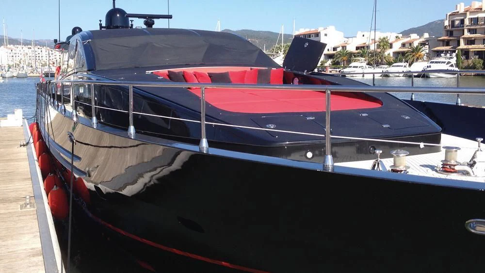 a boat docked at a pier aboard MYSVEN Yacht for Sale