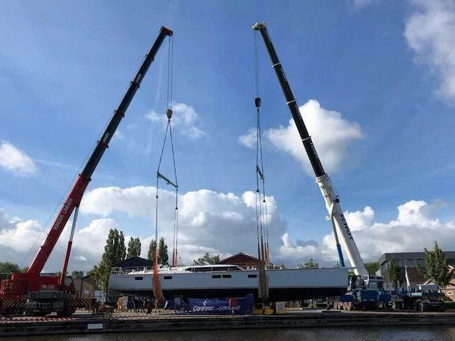 a group of large cranes aboard POLINA STAR IV Yacht for Sale