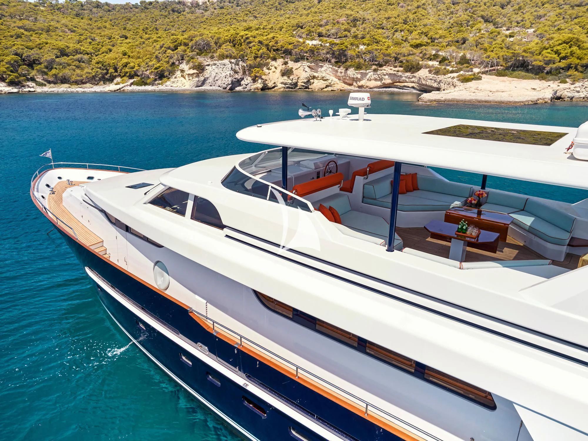 a boat on the water aboard MIA ZOI Yacht for Charter