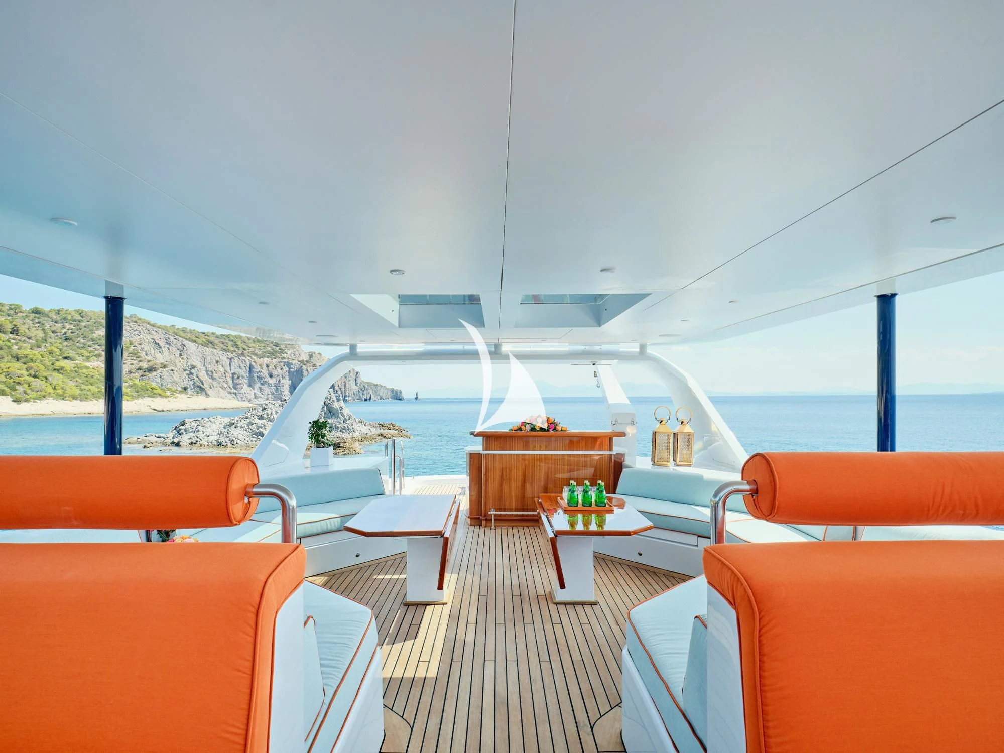 a boat on the water aboard MIA ZOI Yacht for Charter
