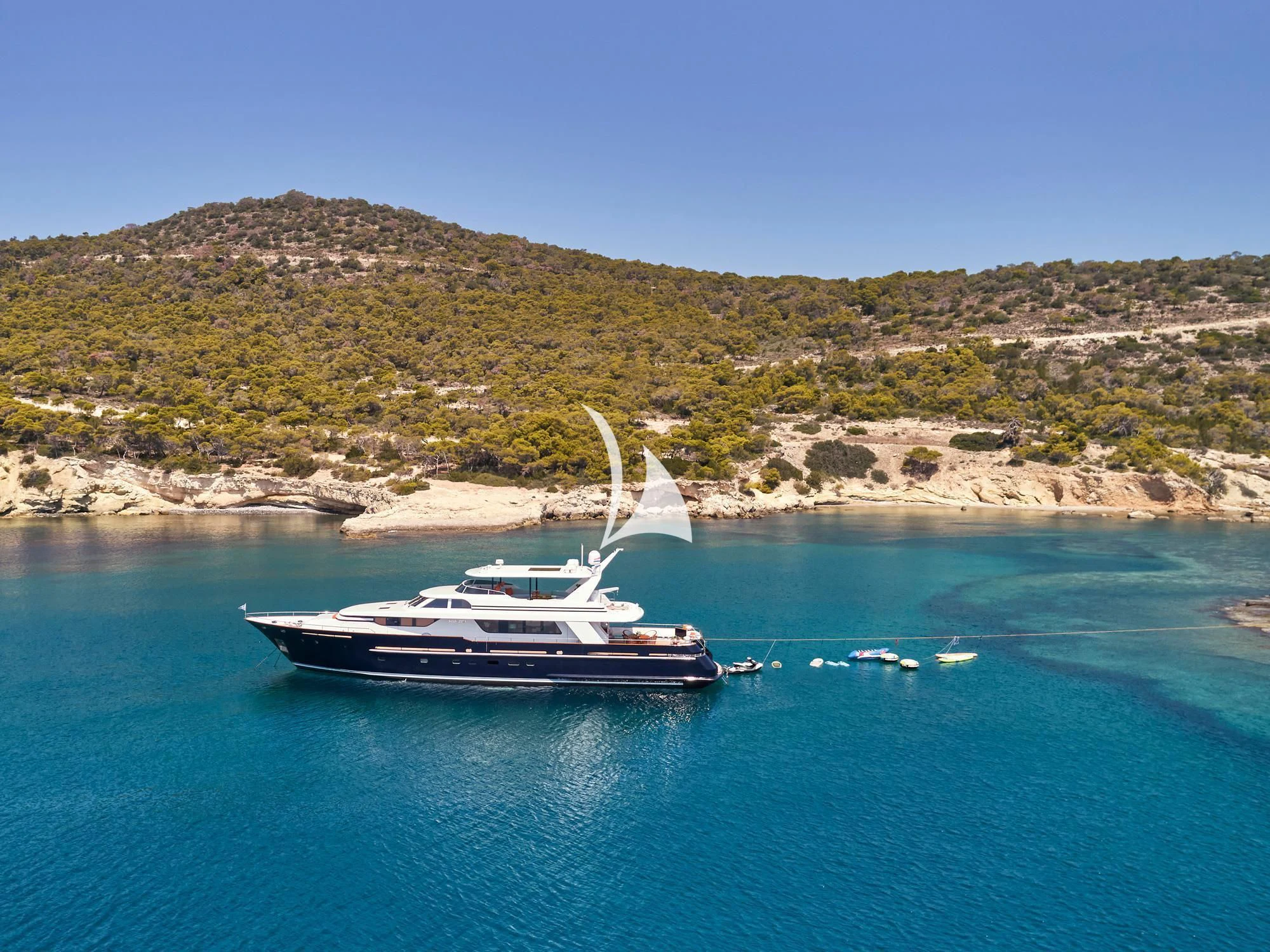 a boat in the water aboard MIA ZOI Yacht for Charter