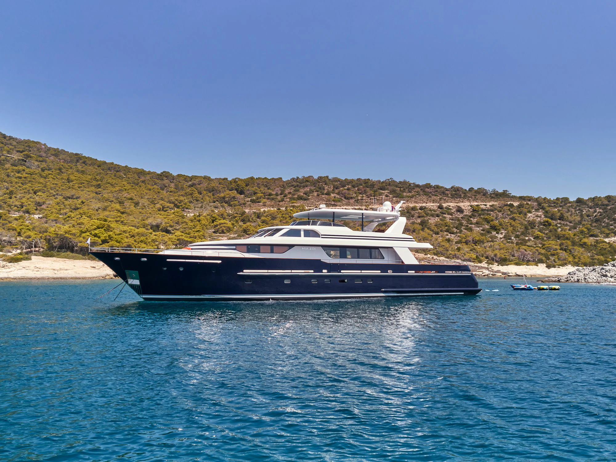 a boat on the water aboard MIA ZOI Yacht for Charter