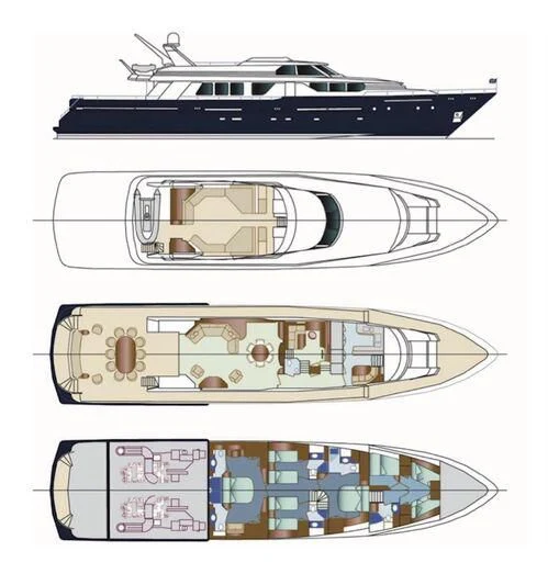 diagram, engineering drawing aboard MIA ZOI Yacht for Charter