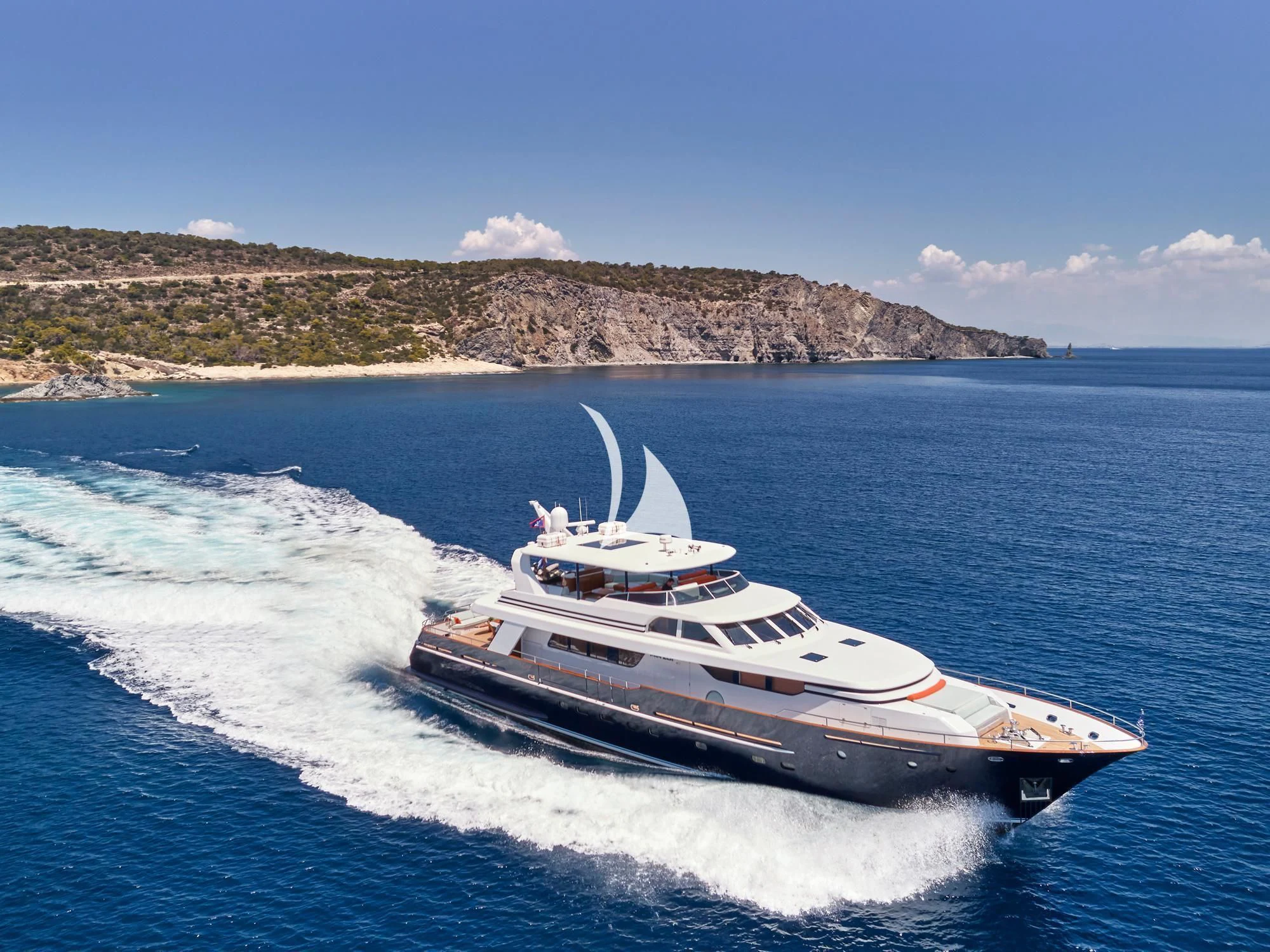 a boat on the water aboard MIA ZOI Yacht for Charter