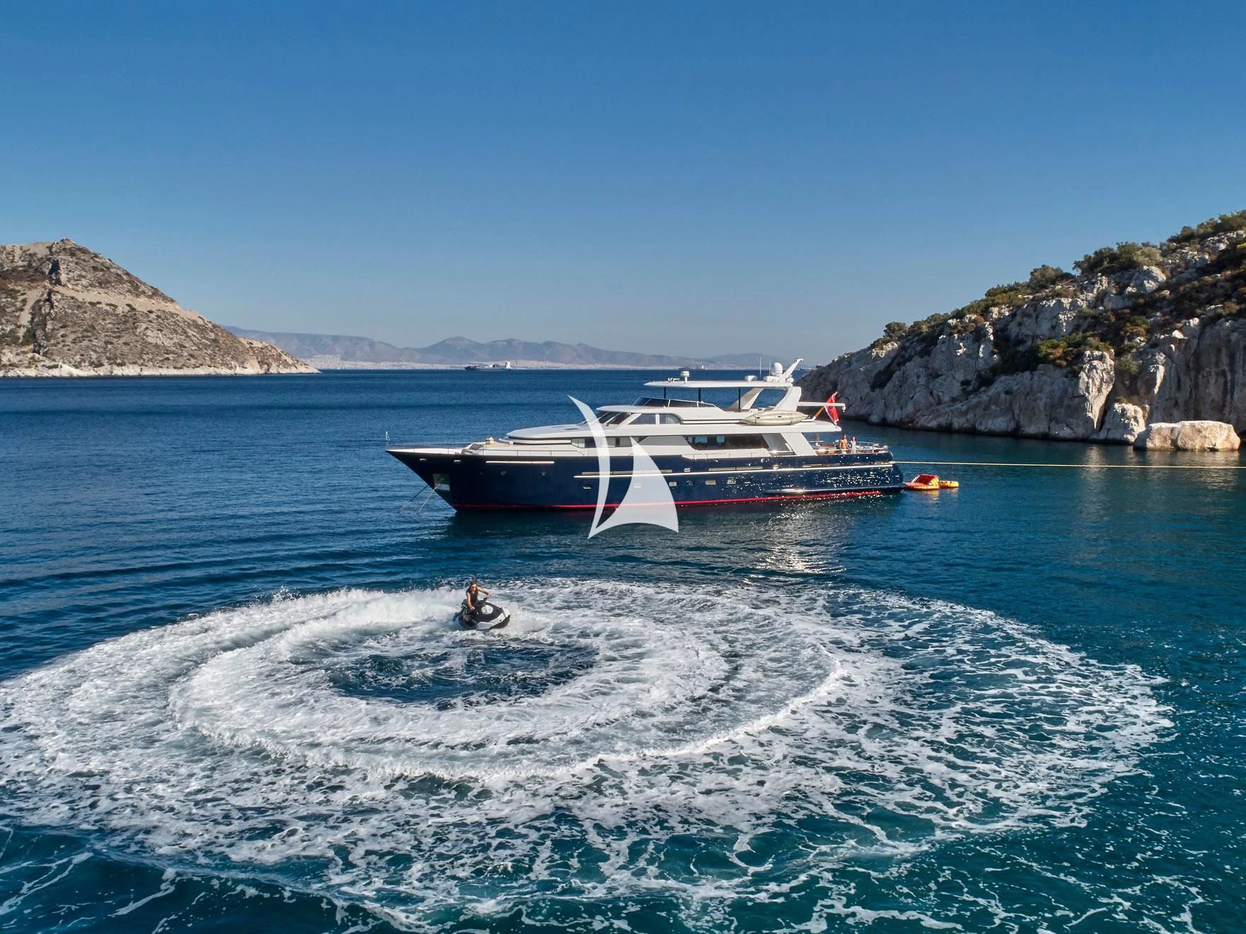 a boat on the water aboard MIA ZOI Yacht for Charter