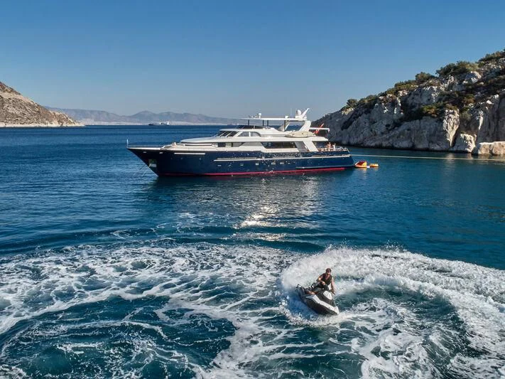 a boat on the water aboard MIA ZOI Yacht for Charter