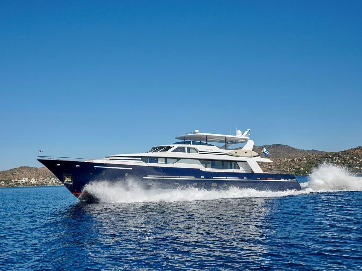 a boat on the water aboard MIA ZOI Yacht for Charter