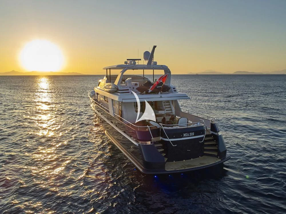 a boat in the water aboard MIA ZOI Yacht for Charter