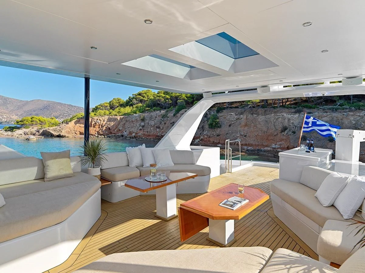 a living room with a pool aboard MIA ZOI Yacht for Charter