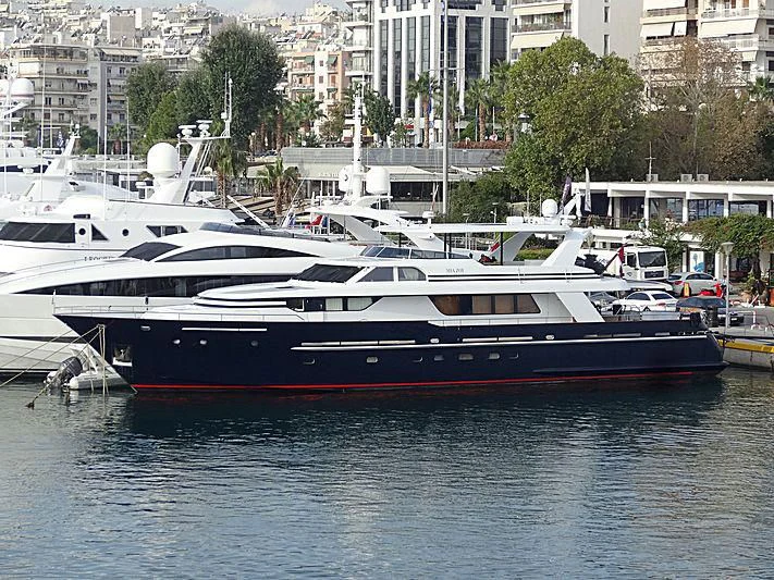 a large boat in the water aboard MIA ZOI Yacht for Charter