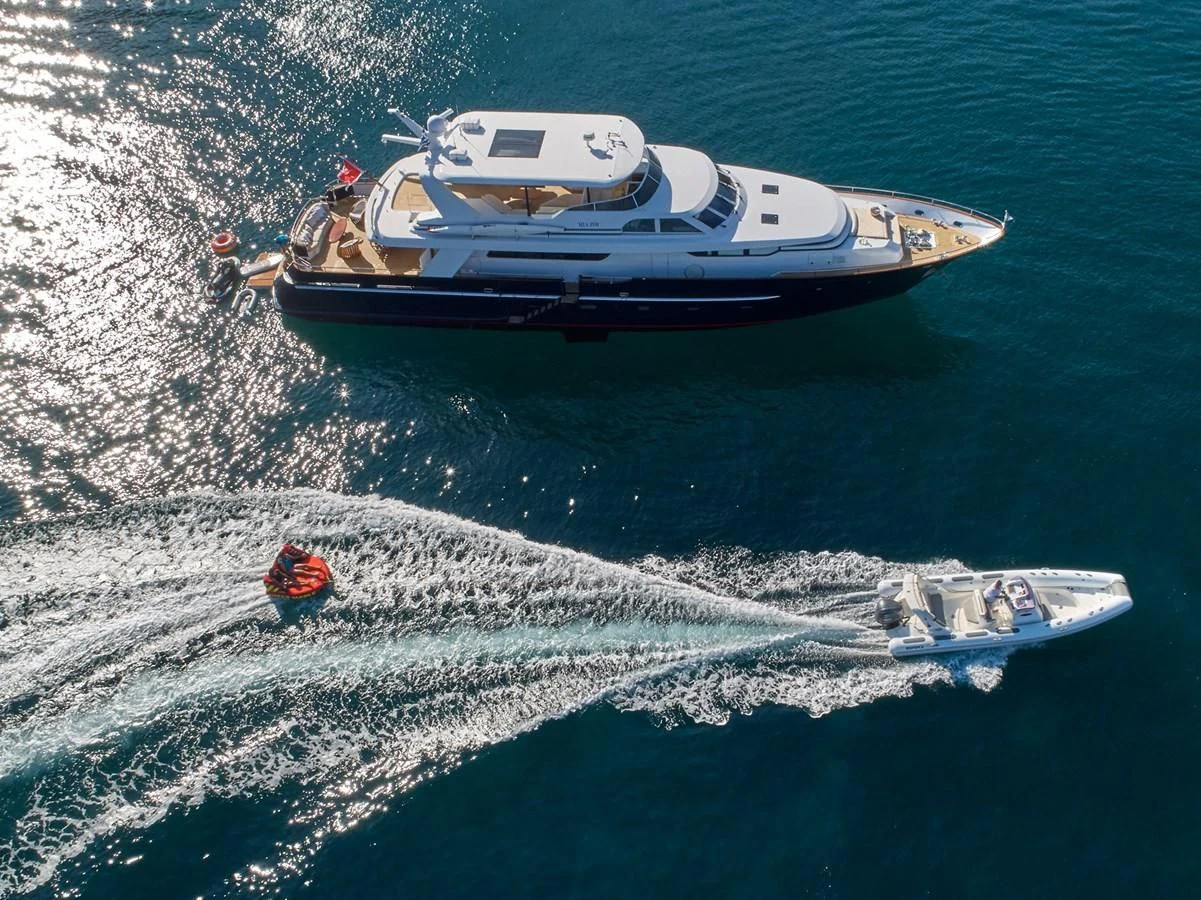 a boat on the water aboard MIA ZOI Yacht for Charter