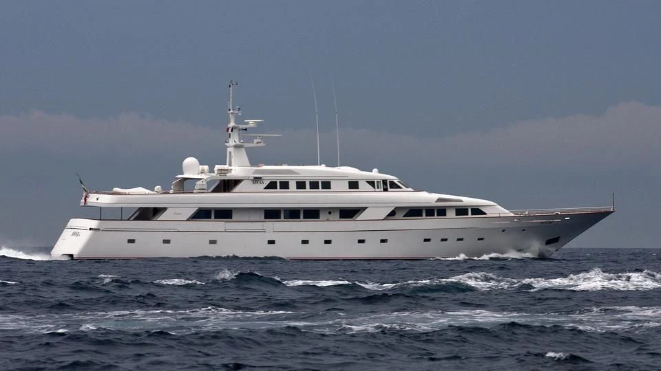 a large white ship in the ocean aboard MARILENA Yacht for Sale