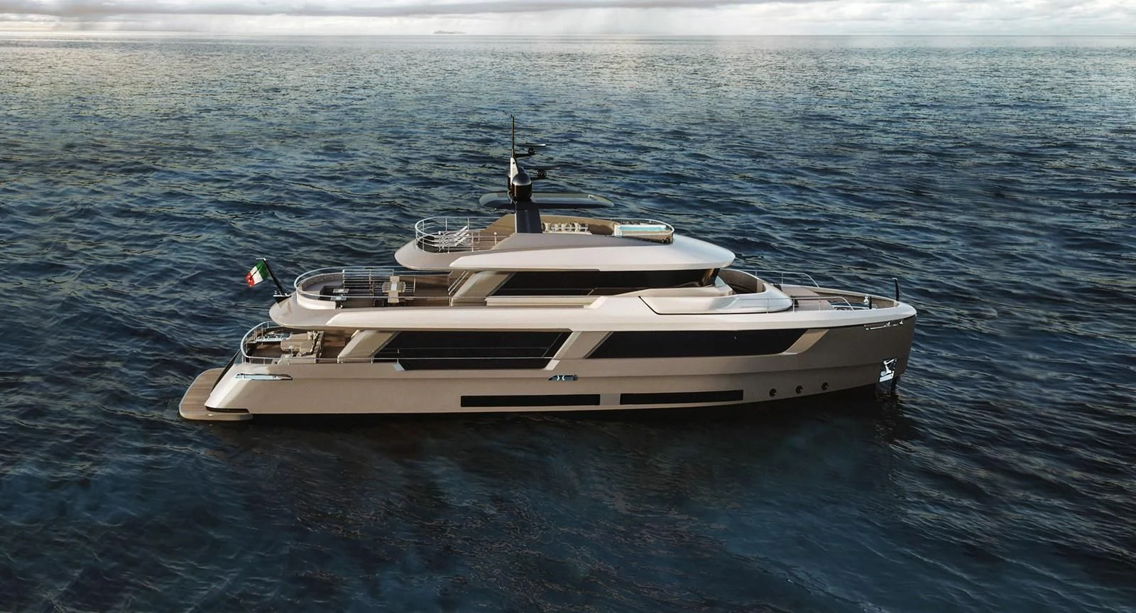 a white boat in the water aboard CLASSIC 30 Yacht for Sale